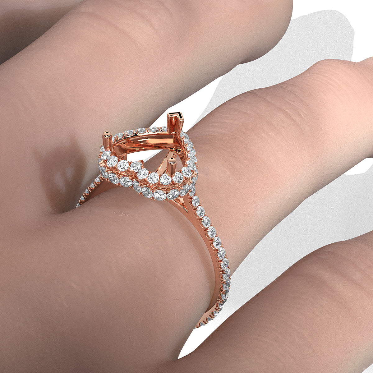 Double Halo Semi Mount Lab Grown Diamond Engagement Ring 0.53 Ct.